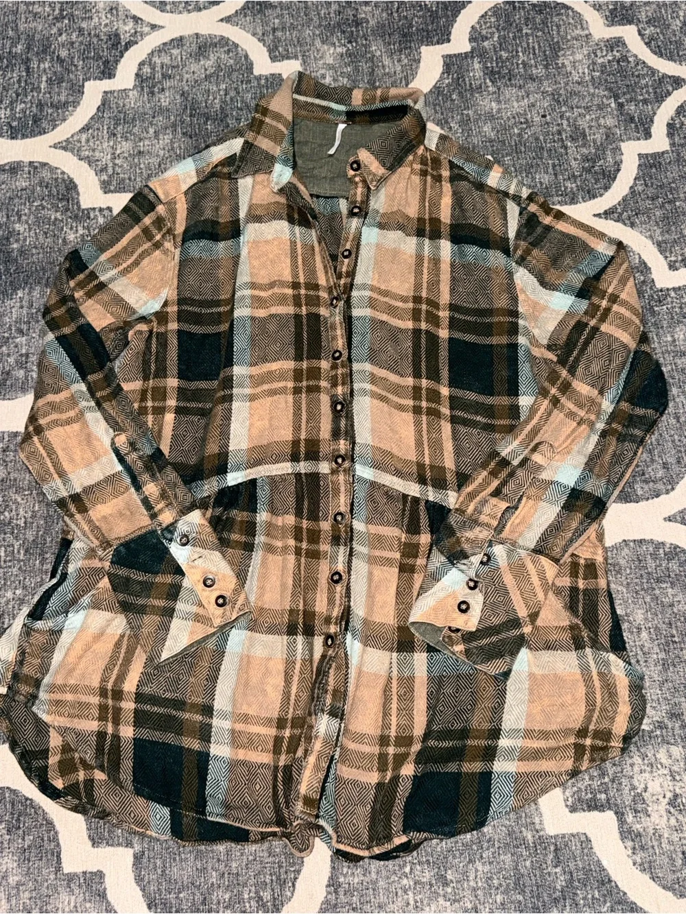 Free People thermal top plaid babydoll small